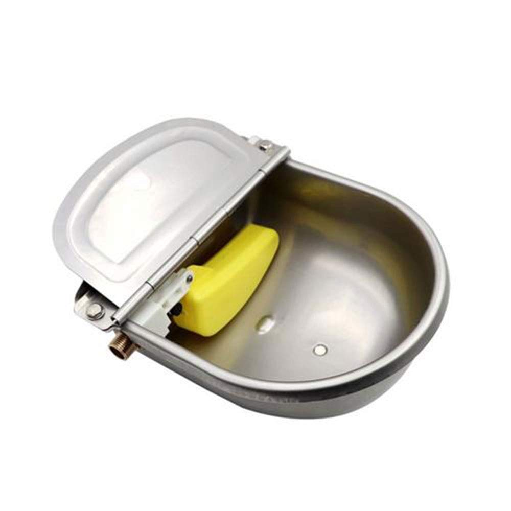 Automatic Stainless Steel Water Bowl for Horses & Cattle - Float Valve Drinking Trough with Drain Hole - Durable Farm Waterer for Stable, Pasture & Ranch Use
