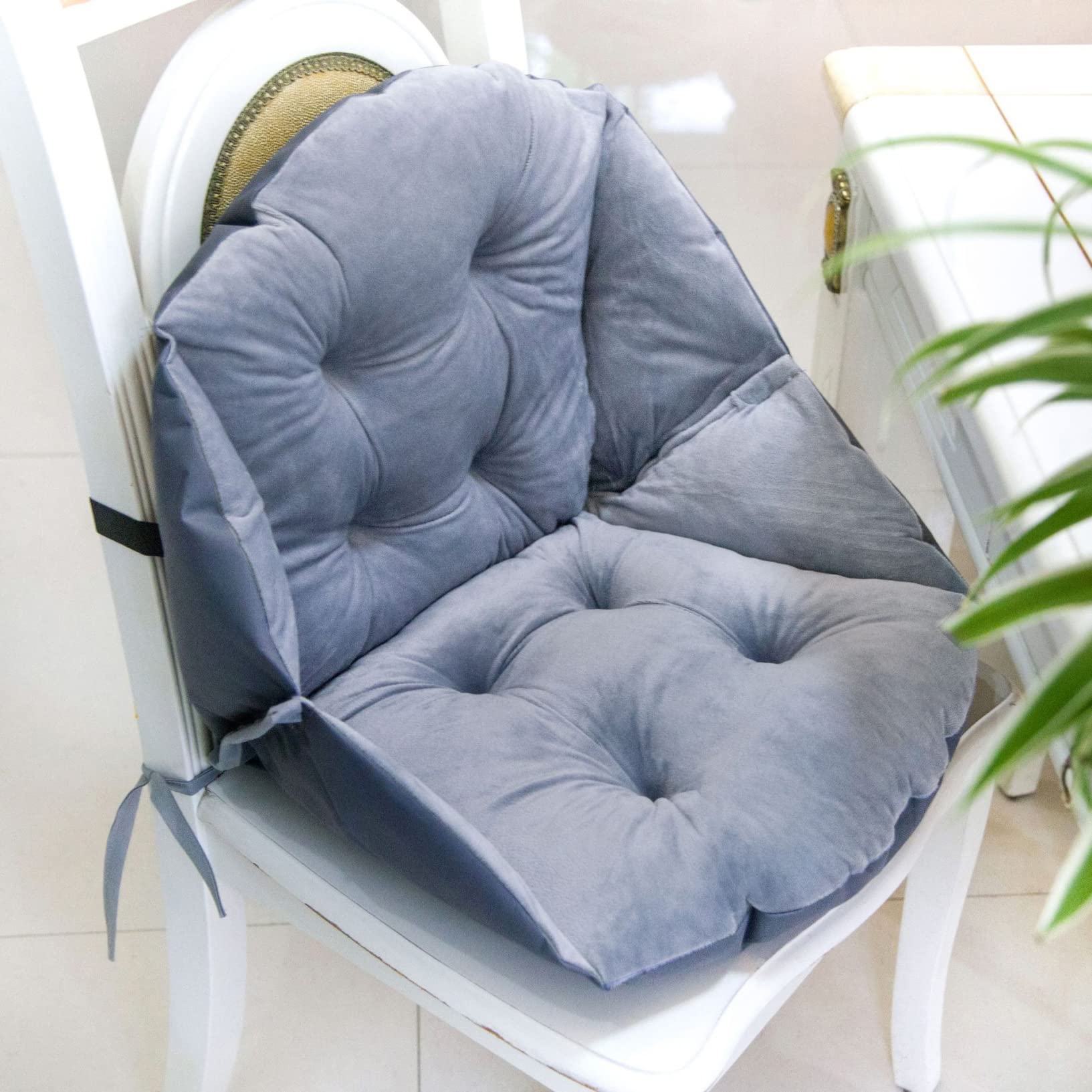 Ergonomic Semi-Enclosed Office Chair Cushion with Back Support - Memory Foam Seat Pad for Pain Relief (18.7x15.6 Inches, Light Grey) - Perfect for Office Chairs, Bleachers, Stadium Seats & Long Sitting Comfort