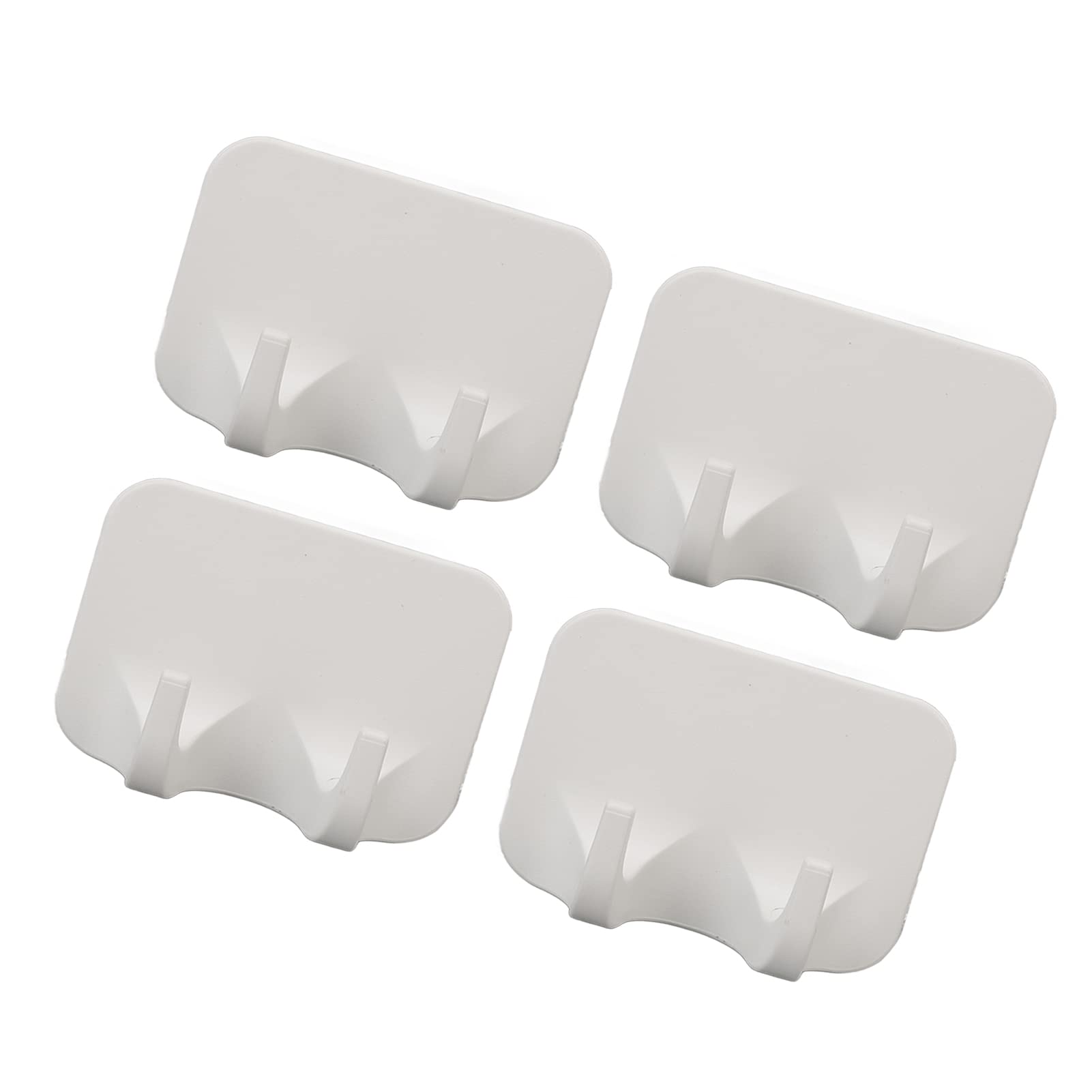 Jeanoko Kitchen Adhesive Hooks - Heavy Duty ABS Double Head Self Adhesive Wall Hooks (4 Pack, White) - Perfect for Hanging Towels, Utensils & Decor in Kitchen, Bathroom & Bedroom