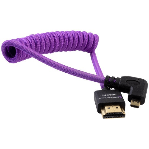 Kondor Blue Gerald Undone Braided Coiled High-Speed Right Angle Micro HDMI to HDMI Cable for Canon R5 & R6 Cameras (Limited Purple Edition, 12 to 24 inches) - Perfect for 4K Video Recording, Live Streaming & Professional Photography