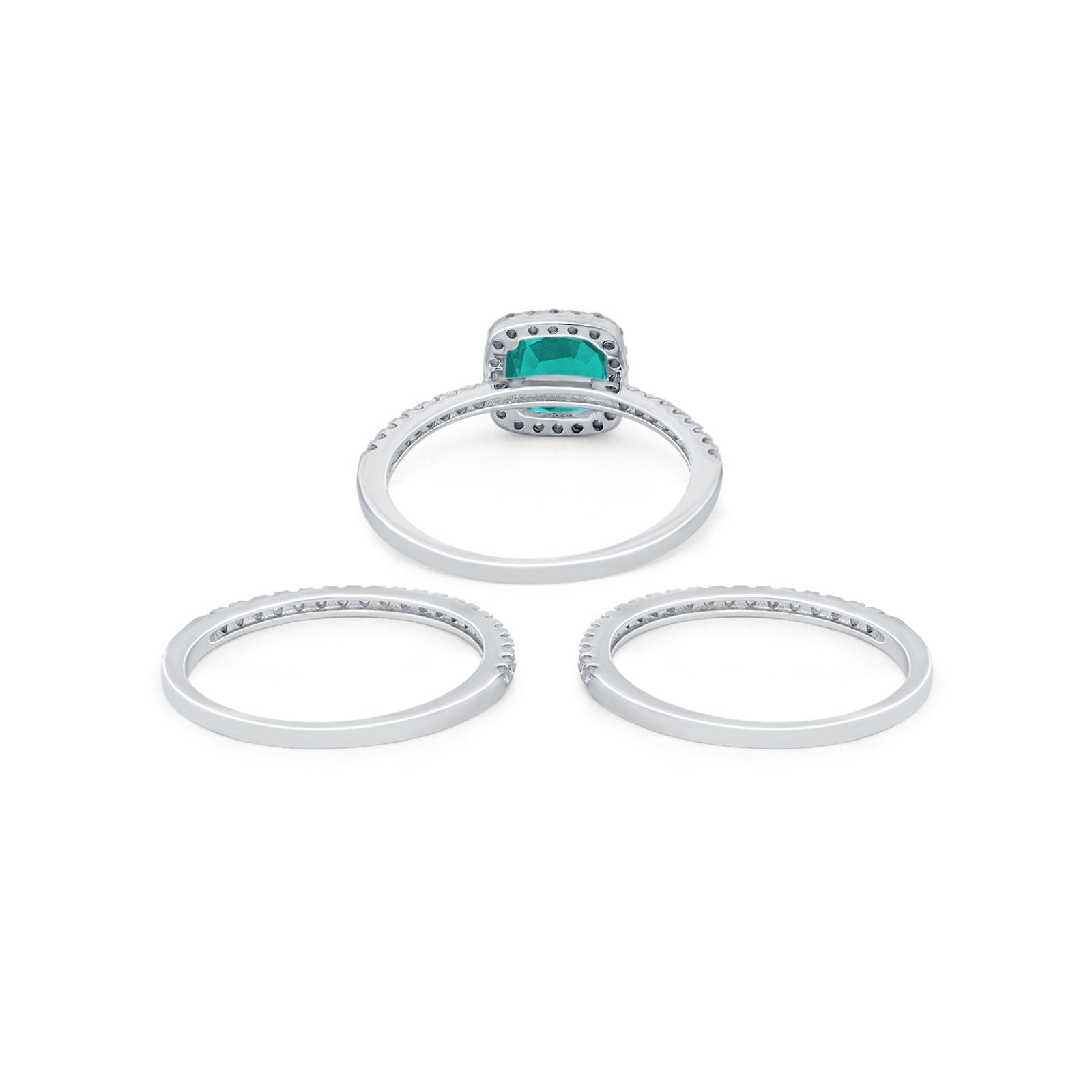 3-Piece Wedding Ring Set Round Cubic Zirconia 925 Sterling Silver Bridal Band for Women - Perfect for Engagement, Anniversary & Special Occasions
