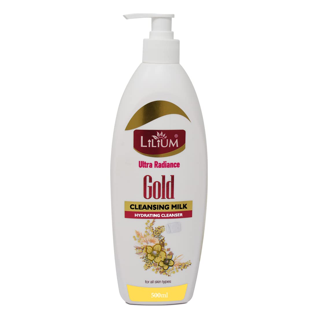 Lilium Herbal Gold Cleansing Milk 500ml - Hydrating & Anti-Aging Face Wash for Radiant Skin | Deep Cleansing Makeup Remover, Brightening & Soothing Formula for All Skin Types | Perfect for Daily Skincare Routine & Post-Makeup Removal