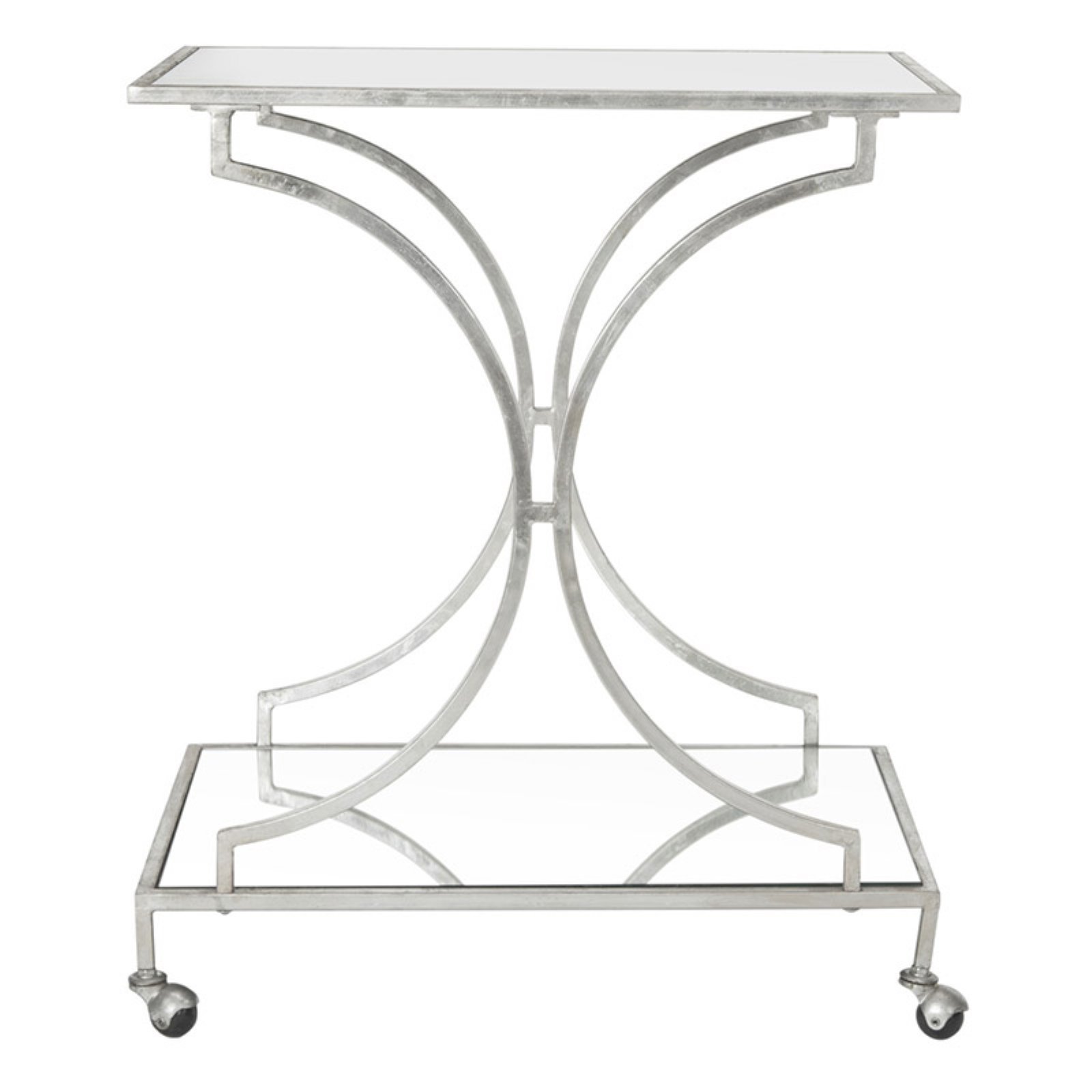 Safavieh Ignatius Silver Bar Cart - Modern Rolling Drink Trolley for Home Bar, Living Room, or Kitchen - Perfect for Cocktail Parties, Entertaining Guests, and Stylish Storage