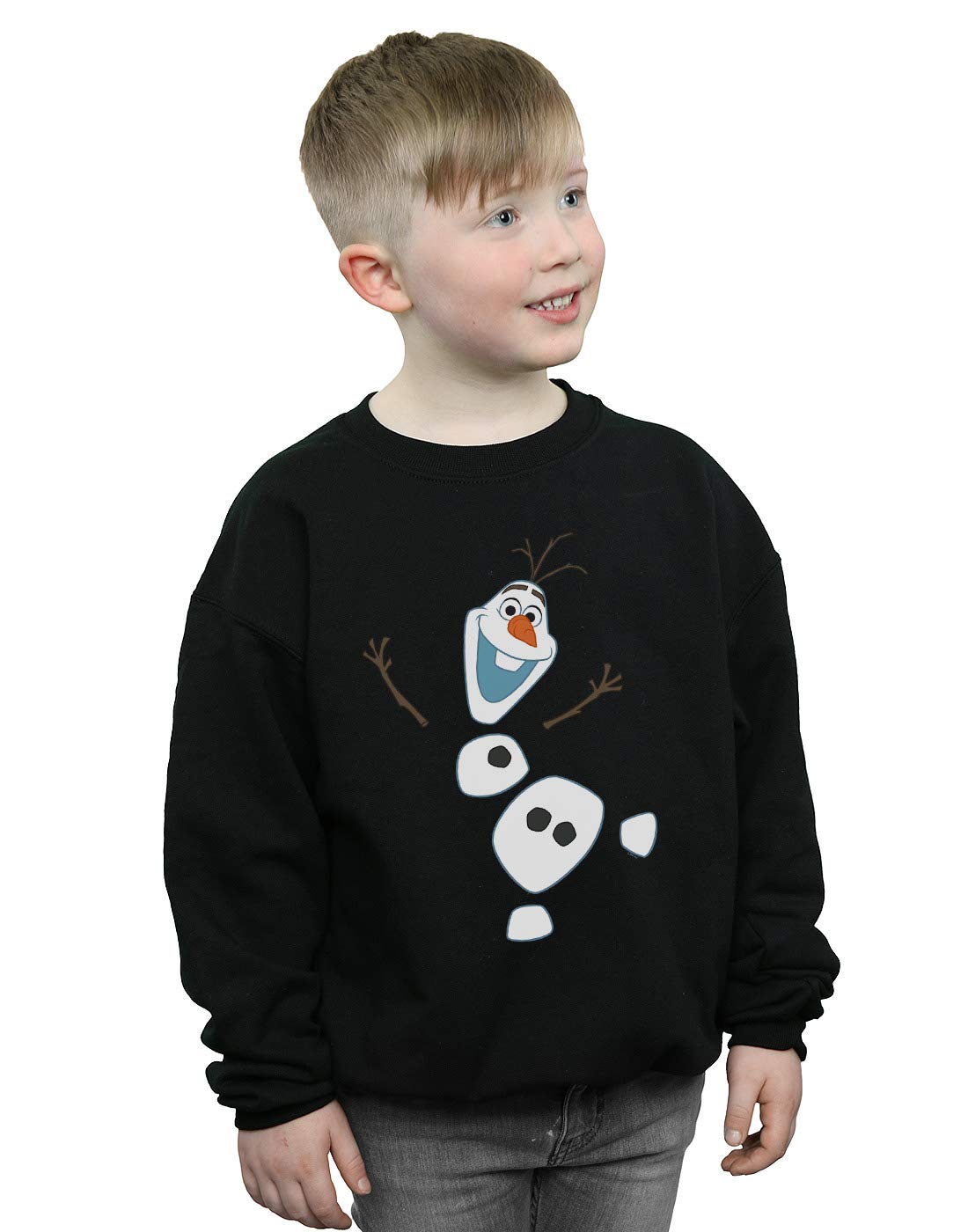 Disney Frozen Olaf Boys' Black Deconstructed Sweatshirt | Size 7-8 Years | Kids' Casual Wear for School & Playtime