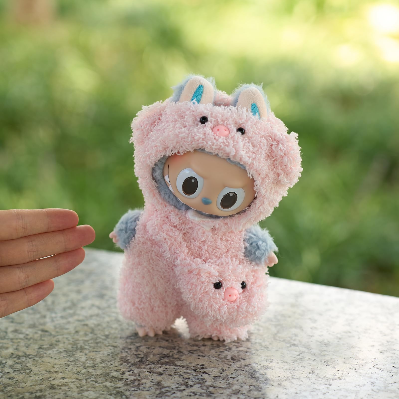 Cute Cartoon Animal Plush Doll Clothes for 17cm Labubu - Kawaii Pink Pig Outfit, Perfect Birthday Gift for Collectors & Toy Enthusiasts (Doll Clothes Only) | Great for Display, Photography & Doll Dress-Up