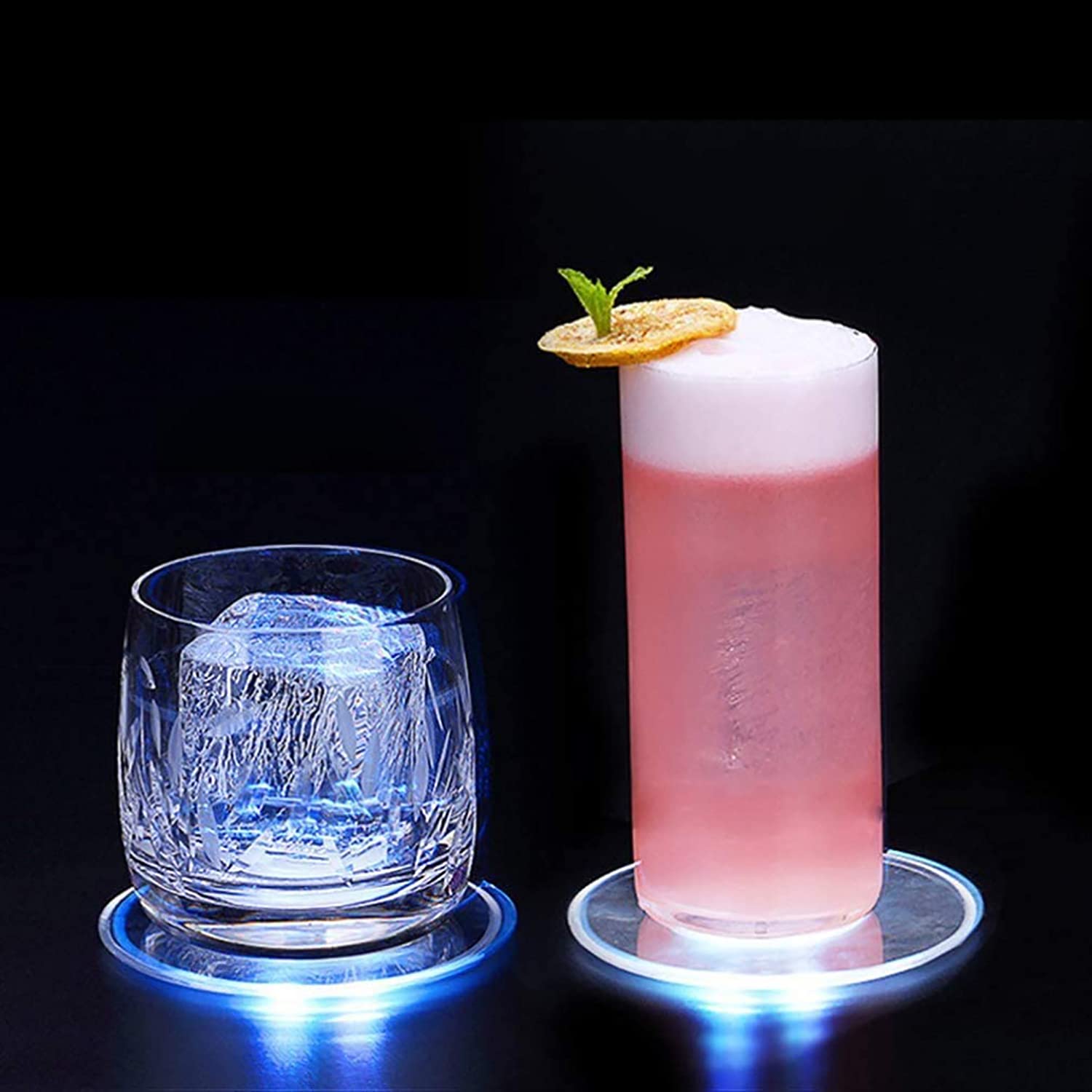 WONFAST Ultra-Thin LED Drink Coasters - Waterproof Glowing Round Cup Holders for Beer, Cocktail & Bar Use - Perfect for Parties, Weddings & Nightclubs (8-Pack, White) | Disposable Acrylic Placemats with Luminous Lighting for Table Decor & Beverage Protection
