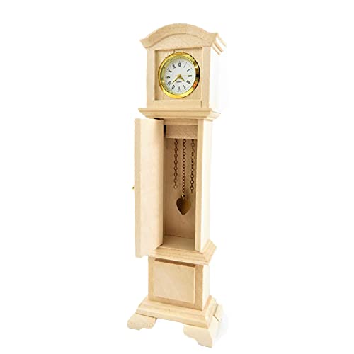 Melody Jane Dollhouse Working Grandfather Clock - Unfinished Wooden Hall Furniture for DIY Miniature Doll House Decor - Perfect for Dollhouse Accessories, Miniature Collectors & DIY Craft Projects