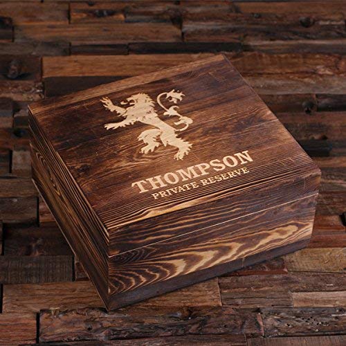 Teals Prairie & Co. Personalized Engraved Whiskey Decanter Set - 4 Crystal Whiskey Glasses & Premium Wood Gift Box - Perfect for Anniversary, Birthday & Holiday Gifting
