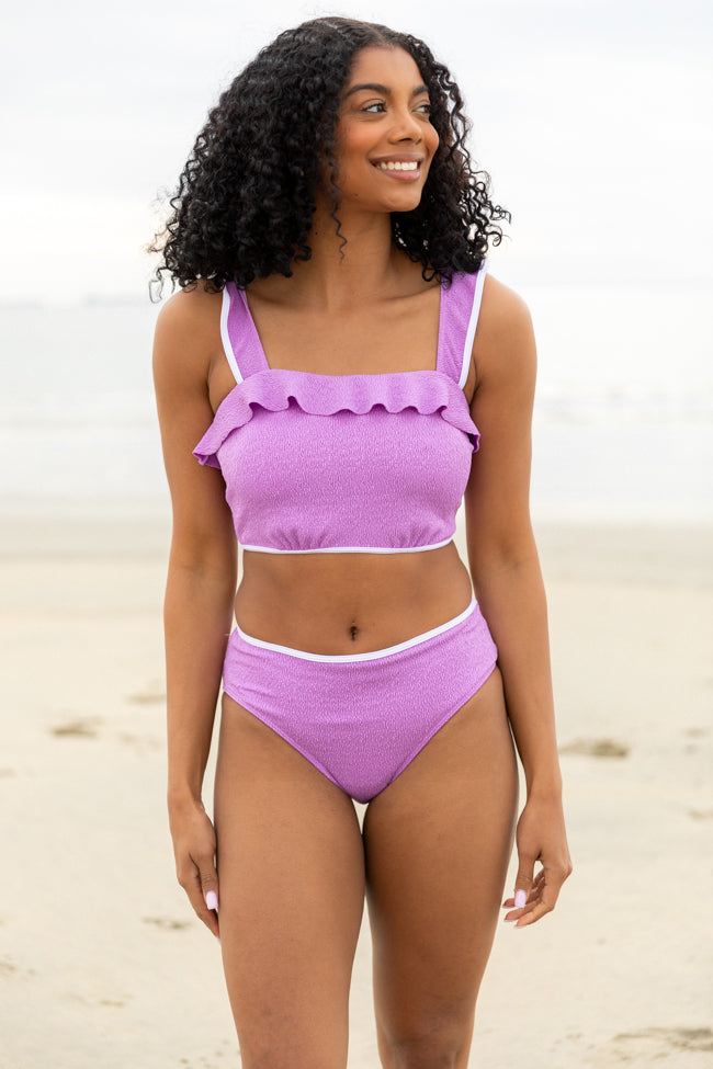 Let's Sea What Happens Purple Ruffle Detail Bikini Top - Women's Swimwear for Beach Vacation & Pool Party | FINAL SALE