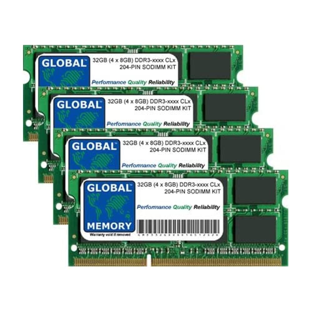 32GB (4 x 8GB) DDR3 1333/1600/1866MHz 204-Pin SODIMM Laptop Memory RAM Kit - Compatible with HP, Dell, Lenovo, Acer & More Notebooks - Perfect for Gaming, Video Editing & Multitasking