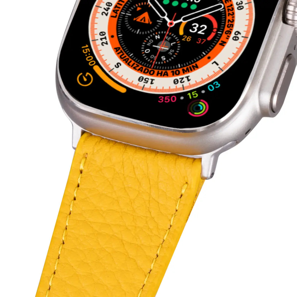 Premium Yellow Leather Double Tour Strap for Apple Watch - Stylish & Durable Replacement Band for Work, Fitness & Everyday Wear