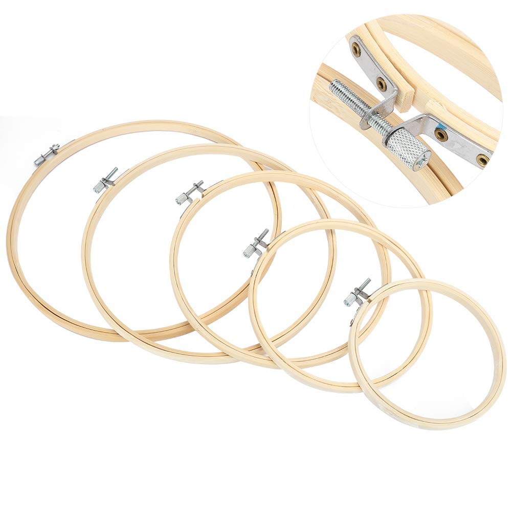 5Pcs Bamboo Embroidery Hoops Set - Round Cross Stitch Frames for Hand Sewing, Crafting & DIY Projects - Perfect for Embroidery, Needlework & Fabric Art