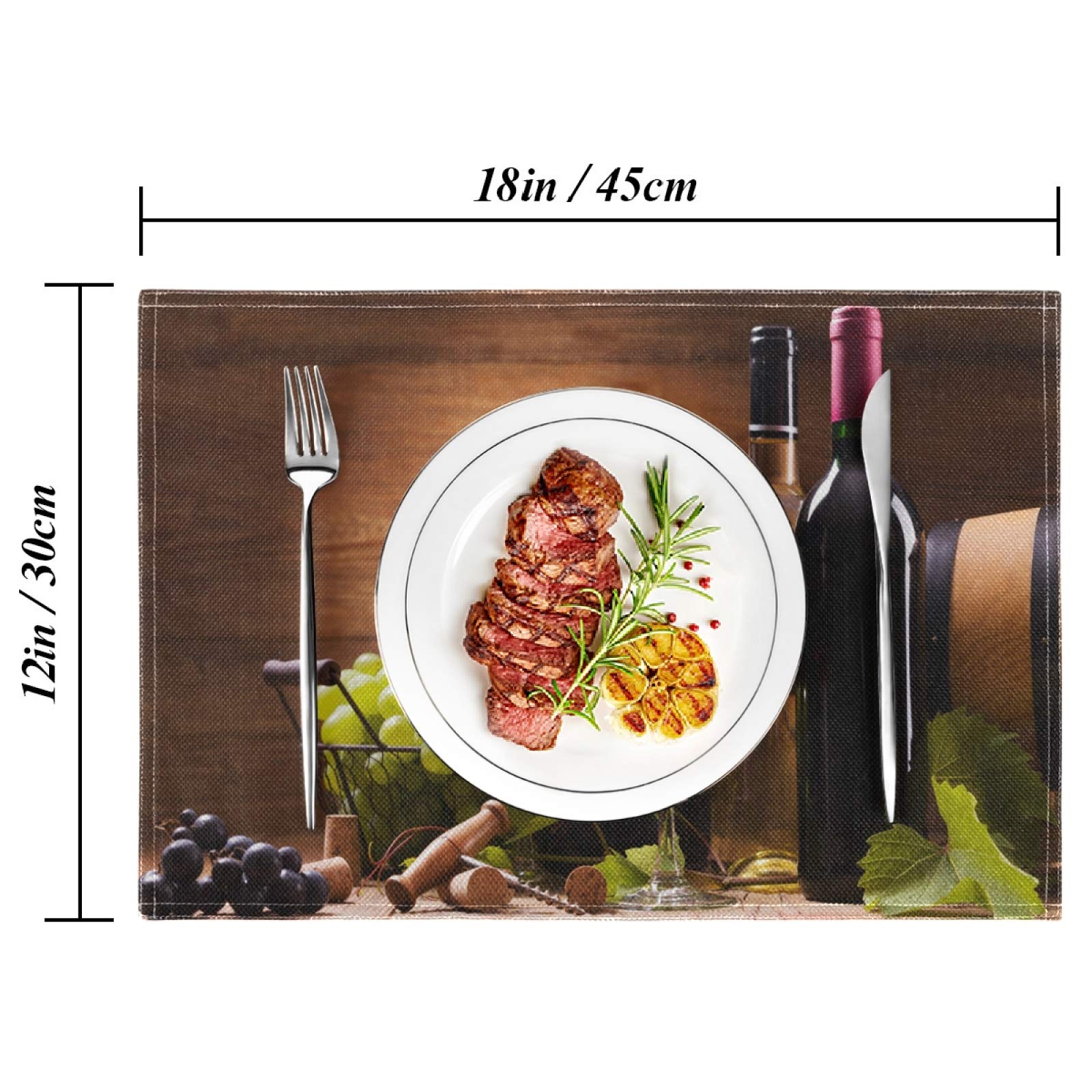 Premium Red & White Wine Glass Placemats Set of 6 - Natural Grape Wood Heat-Resistant, Washable Table Mats for Dining Table Decor | Elegant Kitchen & Dinner Party Accessories
