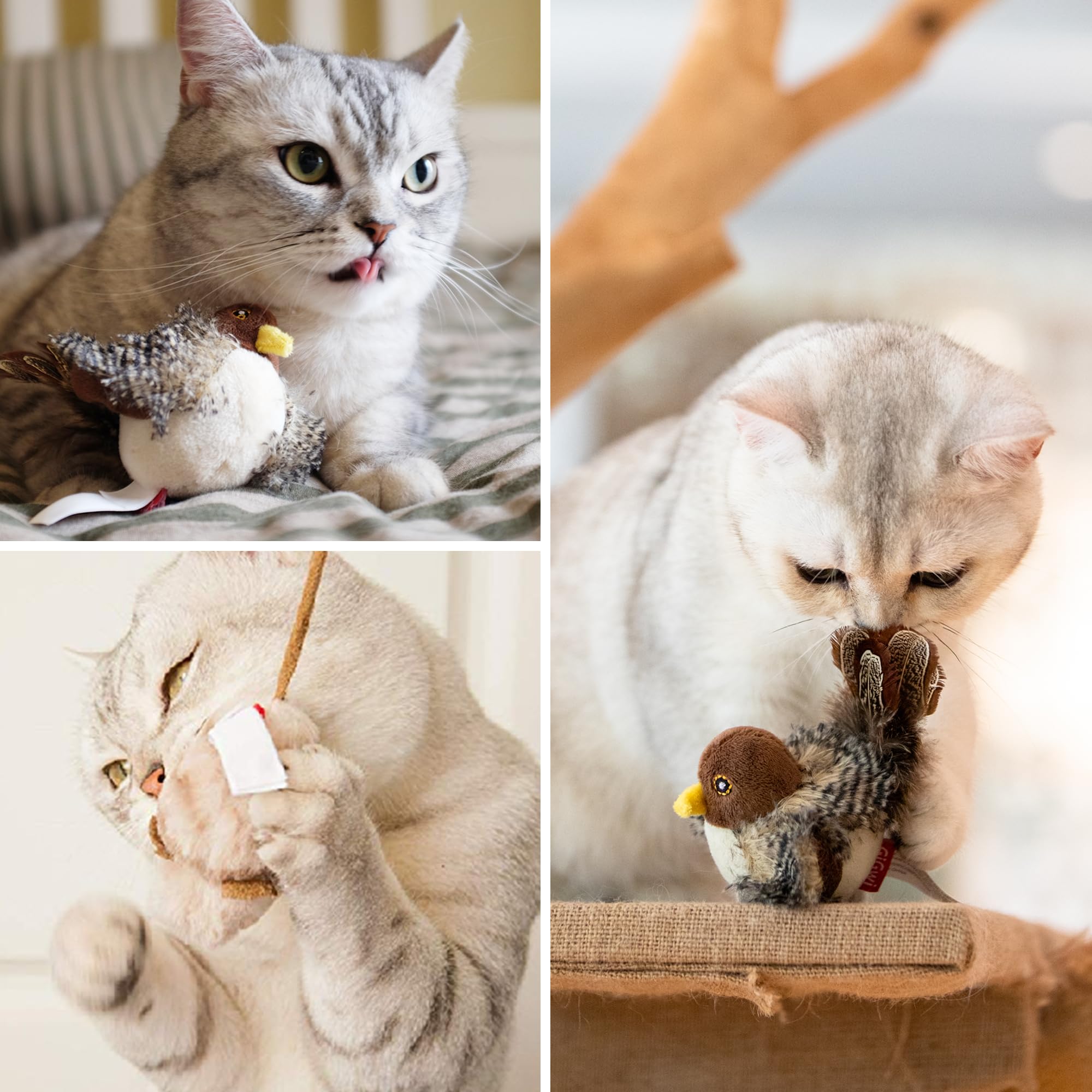 Gigwi Automatic Interactive Cat Toys - Electronic Squeaky Plush Bird & Mouse Set (2 Pack) for Indoor Cats - Fun Play Alone Toys to Relieve Boredom - Perfect for Playtime, Exercise & Mental Stimulation
