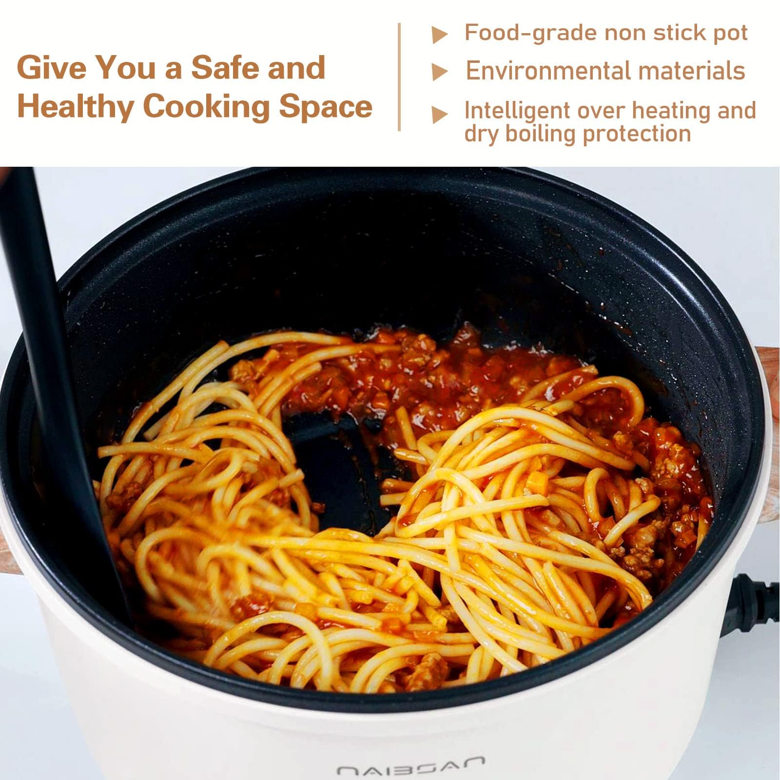 800W Electric Pot with Handle - 2.5L Multifunctional Non-Stick Cooker for Shabu-Shabu, Noodles, Pasta & Sautéing | Portable Ramen Pot Perfect for Dorm, Office & Small Kitchen Cooking | Fast Heating & Easy Clean Electric Skillet for Quick Meals