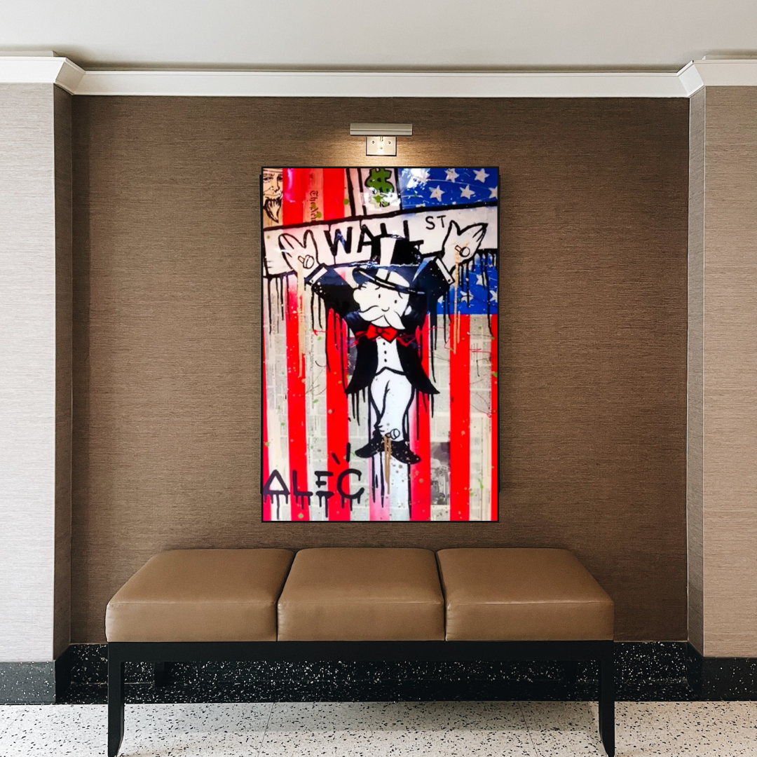 Alec Monopoly Millionaire Wall Street USA Canvas Wall Art - Modern Home Decor for Living Room, Office & Gallery