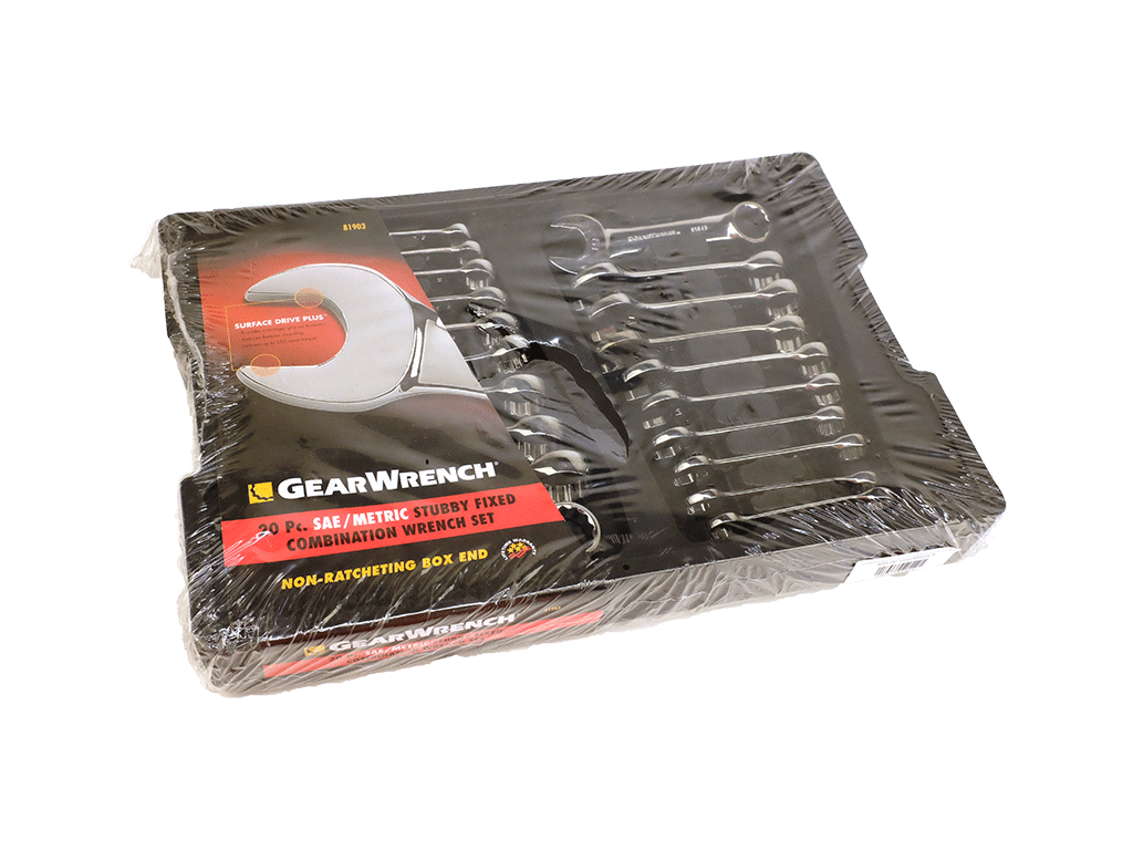 GearWrench 20-Piece SAE/Metric Stubby Combination Wrench Set (Non-Ratcheting Box End) - Perfect for Tight Spaces & Automotive Repairs - Brand New in Sealed Plastic Packaging #8190