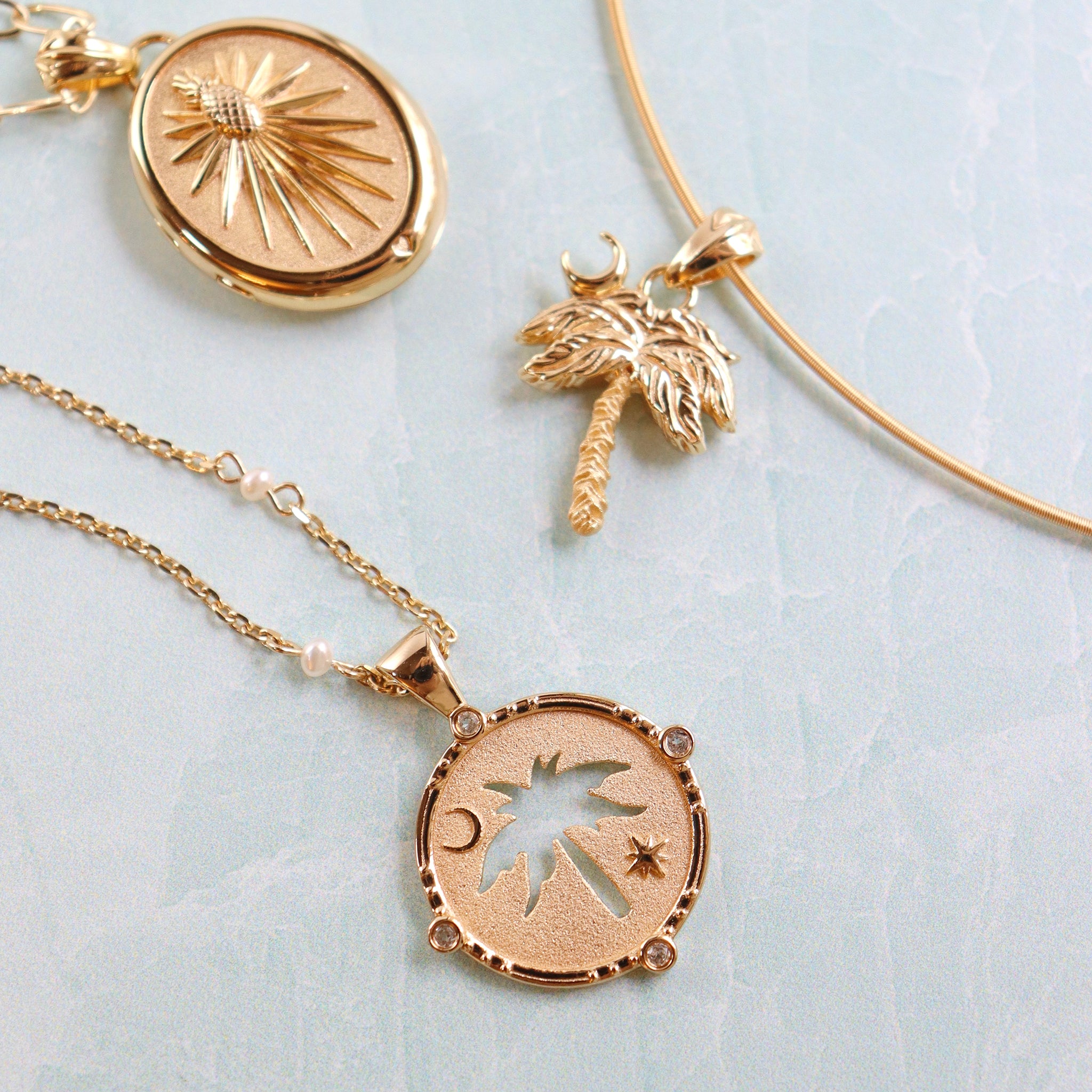 Jane Win CHARLESTON Palmetto Cutout Coin Pendant Necklace - Southern Charm Jewelry for Women, 18K Gold Plated Coin Necklace with Cutout Design, Perfect for Casual Wear, Date Night & Gift Giving