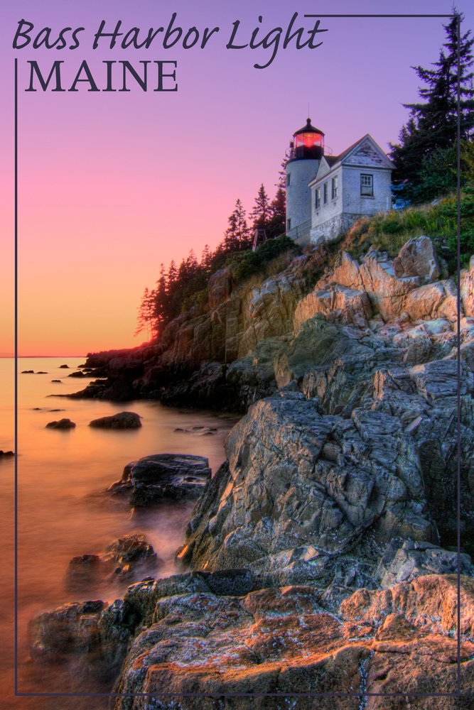 Maine Bass Harbor Light - 16x24 Gallery Quality Metal Wall Art, Aluminum Home Decor for Living Room, Bedroom & Office