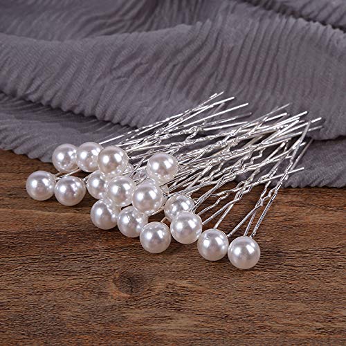24pcs FOK White Pearl Decorative Juda Pins for Weddings, Prom, Bridal & Special Occasions - Elegant Hair Accessories for Women & Girls