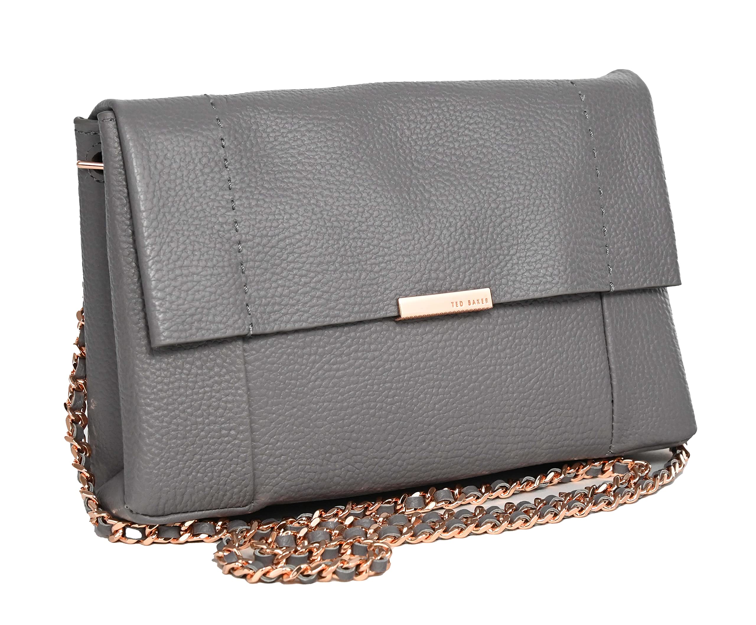 Ted Baker Parson Genuine Leather Crossbody Shoulder Bag for Women - Stylish Gray Purse for Work, Travel & Everyday Use
