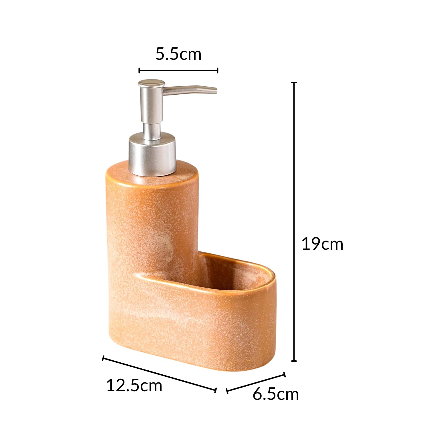 Nestasia Ceramic Soap Dispenser with Sponge Holder - Elegant Brown Bathroom Organizer for Hand Wash & Soap Storage | Perfect for Modern Vanities, Farmhouse Sinks & Spa-Style Bathrooms