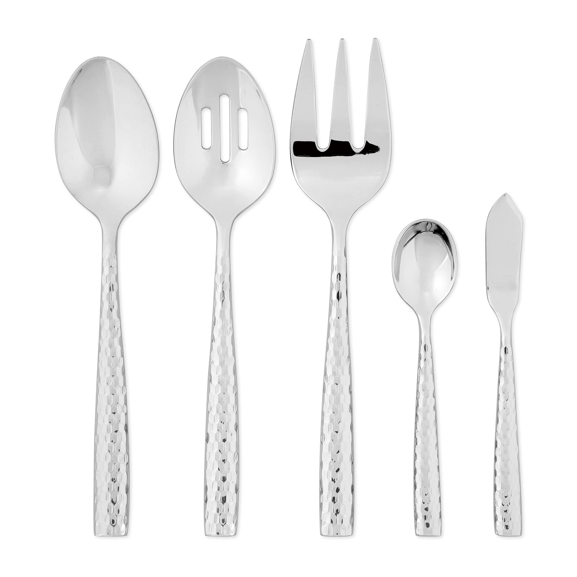 UPware 45-Piece 18/8 Stainless Steel Flatware Set - Service for 8 with Knives, Forks, Spoons, Teaspoons & Salad Forks - Mirror Polished Dishwasher Safe Cutlery Set for Dinner Parties, Restaurants & Home Use (Martello)