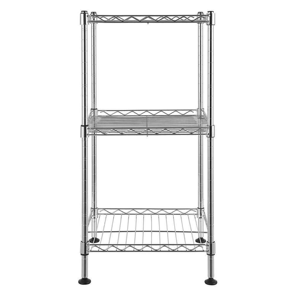 3-Tier Storage Shelf Unit - 66LB Load Capacity Per Shelf, Metal Wire Rack for Closet, Garage & Home Organization - Perfect for Shoes, Books, Toys & Household Storage