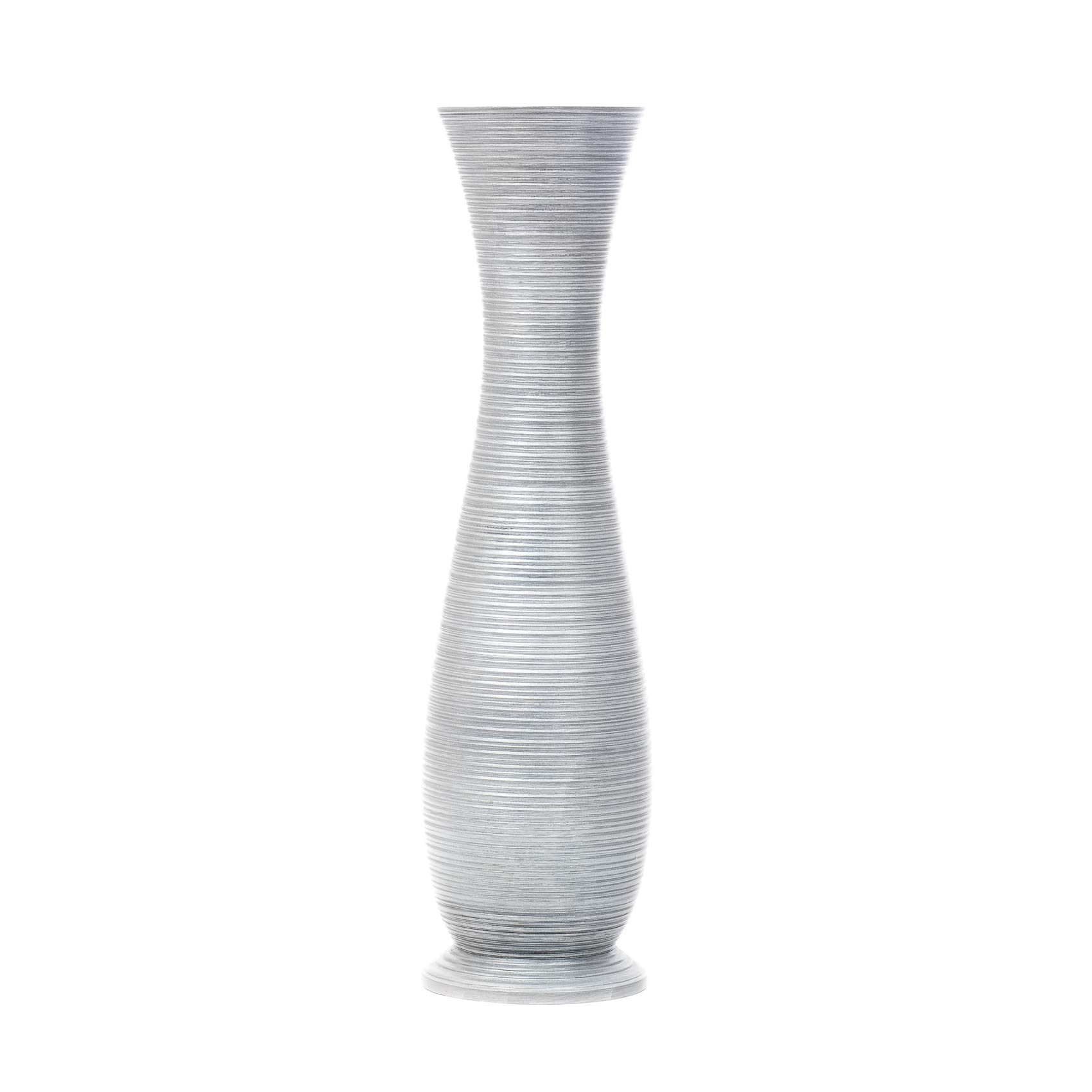 Leewadee 28 Inch Large Silver Floor Vase - Farmhouse Decor Wooden Flower Vase for Fake Plants, Pampas Grass & Home Decor | Perfect for Living Room, Bedroom & Entryway Decor
