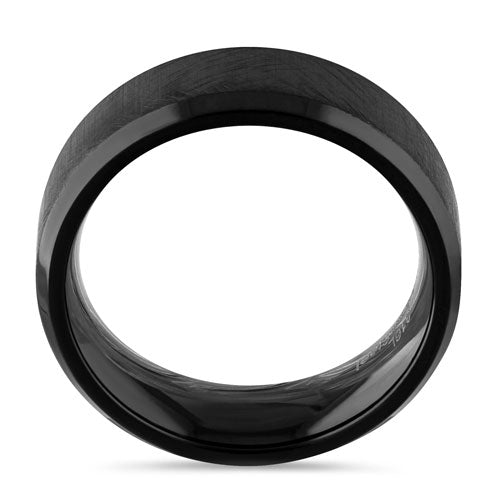 Premium Stainless Steel Men's Black Textured Wedding Band with Polish Edges - Perfect for Engagement, Anniversary & Everyday Wear