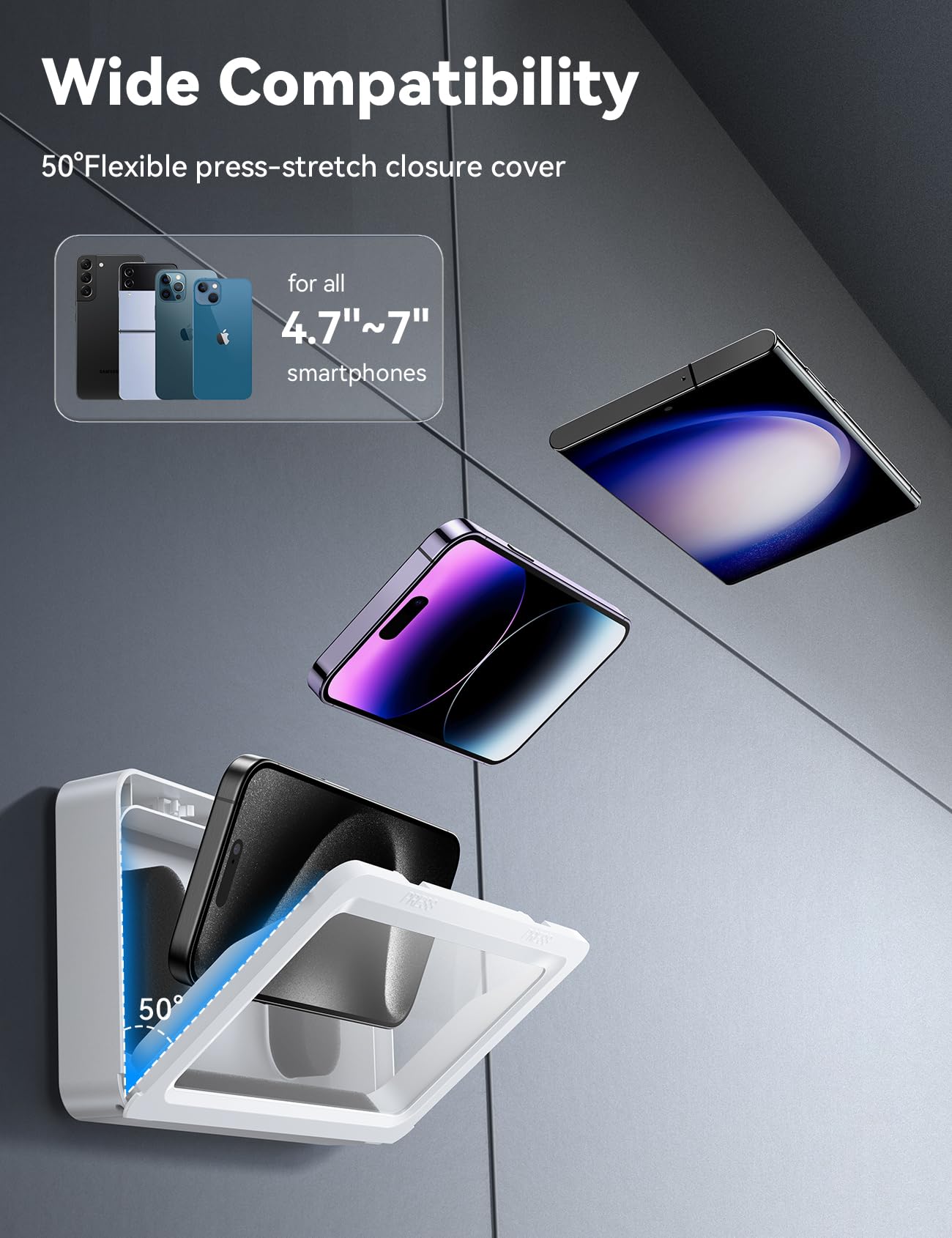 JOYROOM Waterproof Shower Phone Holder - 480° Adjustable Rotation, Anti-Fog Bathroom Phone Mount Stand for iPhone Samsung 4-7