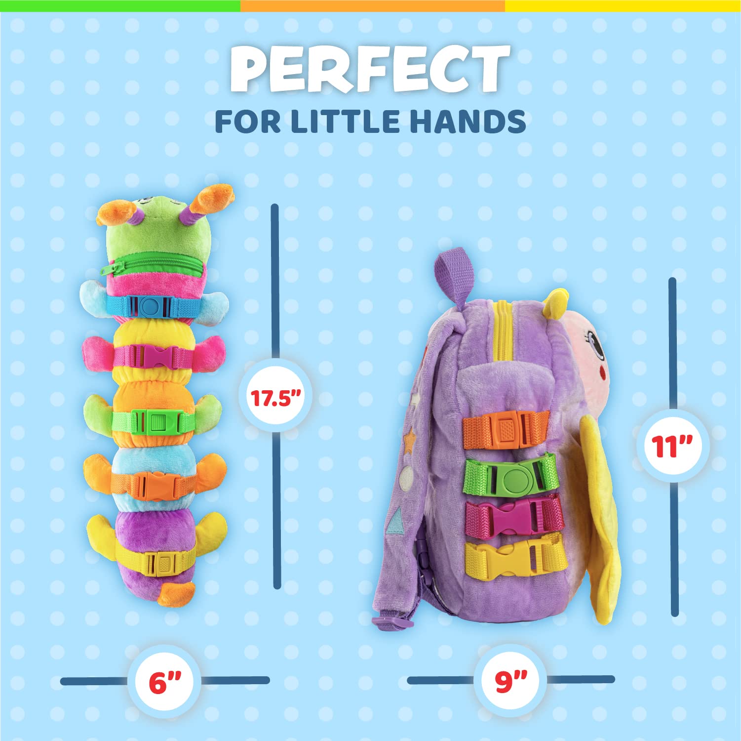 Buckle Toys - Blossom Butterfly & Bentley Caterpillar Bug Buddies Bundle Set | Sensory Learning Toys for Toddlers | Perfect for Travel, Daycare & Autism Therapy
