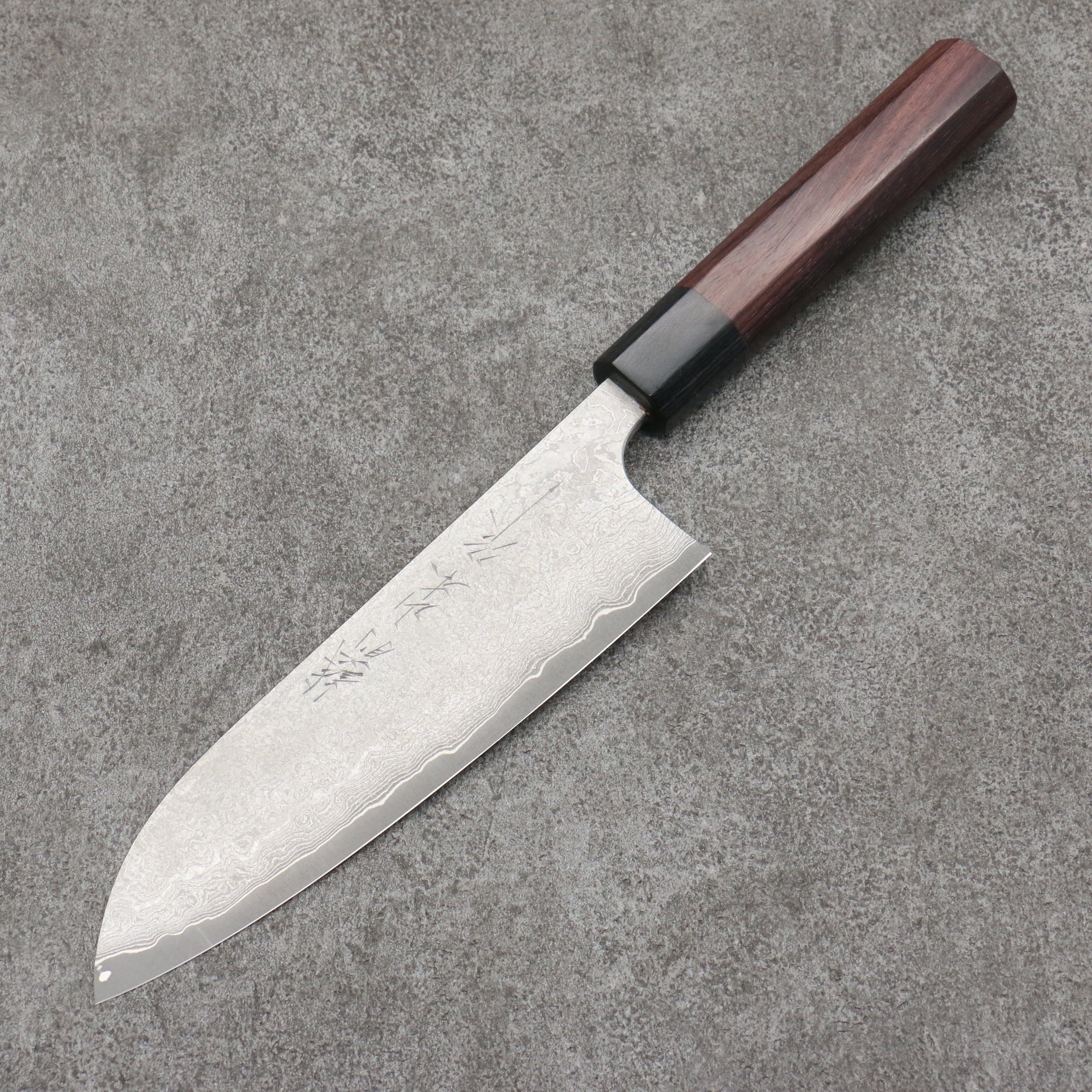 Premium Nao Yamamoto VG10 Black Damascus Santoku Knife 165mm with Shitan Handle - Japanese Kitchen Knife for Slicing, Dicing & Chopping Vegetables, Meat & Fish - Perfect for Home Chefs & Culinary Enthusiasts