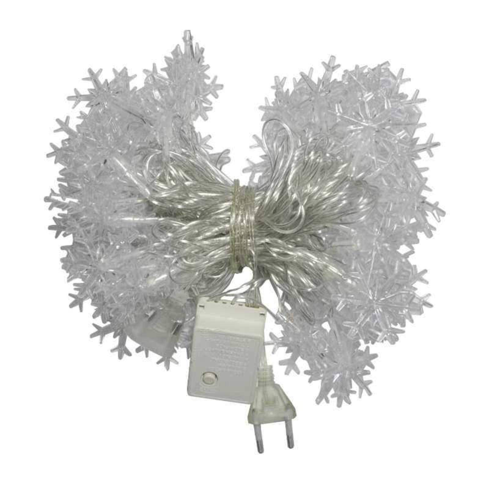 LED Snowflake String Lights - 50ft Fairy Garland for Christmas Tree, New Year, Valentine's Day Decor - Battery & Plug Operated - Indoor/Outdoor Winter Wonderland Party Decorations