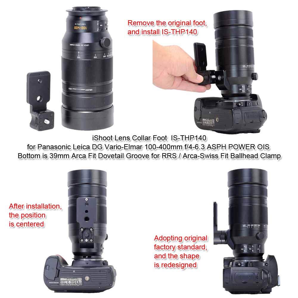 iShoot Lens Collar Replacement Foot Tripod Mount Ring Base for Panasonic Leica DG Vario-Elmar 100-400mm f/4-6.3 ASPH Power OIS Lens - Arca-Swiss Compatible Quick Release Plate - Perfect for Wildlife Photography & Outdoor Shooting