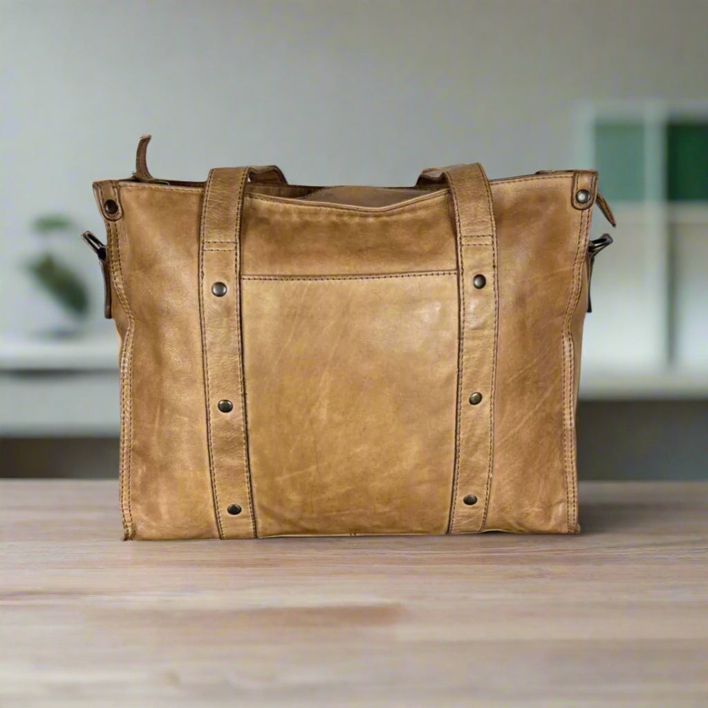 Stylish MET Studded Leather Handbag with Dual Handles - Perfect for Women's Fashion, Office & Evening Events