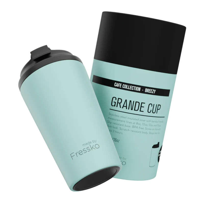 Fressko Grande 16oz Reusable Coffee Cup - Insulated Travel Mug for Hot & Cold Drinks - Perfect for Office, Camping, and Commuting