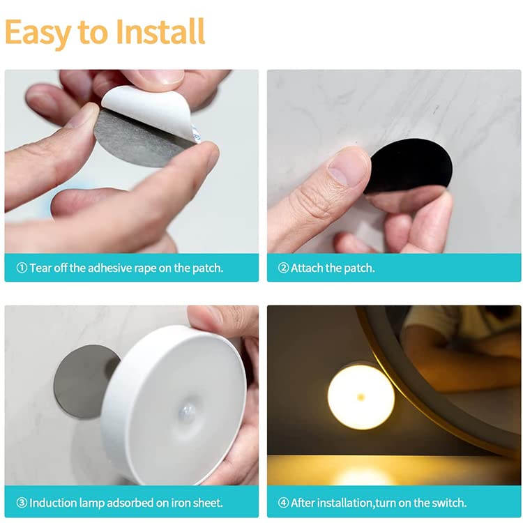 V88R® Motion Sensor Night Light - Battery Powered LED Stick-On Wall Light for Hallway, Garage, Bathroom, Cabinet - Auto On/Off for Safety & Convenience - Perfect for Bedrooms, Stairs, Closets and Dark Areas
