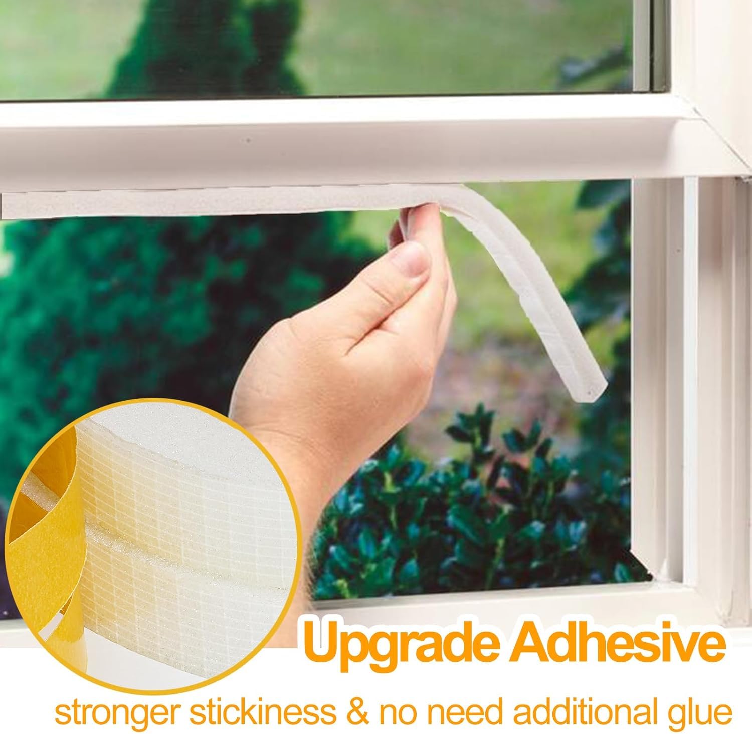 High Density 1x1 Inch Foam Tape with Adhesive - Weather Stripping for Air Conditioner Window Seal, Doors and Windows Insulation - White Sponge Stripe for Home, Office & RV Use