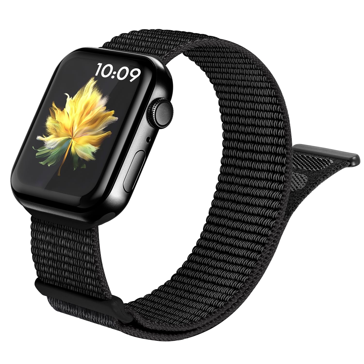 Nylon Sport Loop Bands for Apple Watch - Compatible with 38mm 40mm 41mm 42mm 44mm 45mm 49mm - Stretchy Breathable Strap for iWatch Series 9/8/7/6/5/4/3/2/SE/Ultra - Perfect for Workouts, Running & Everyday Wear (Dark Black)