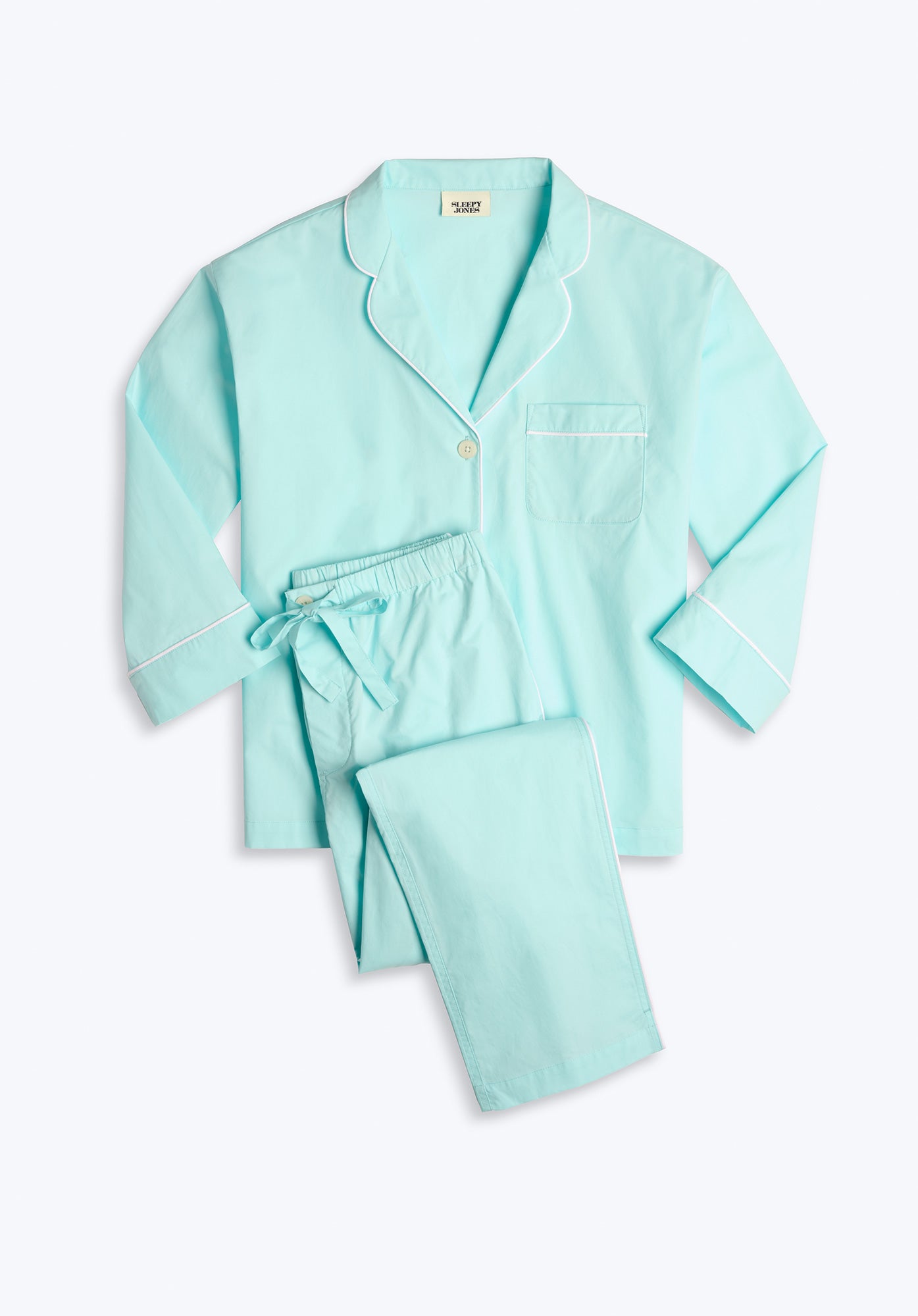 Marina Pajama Set for Women - Soft Cotton Sleepwear in Bonaire Blue | Cozy Loungewear for Relaxing at Home & Sleepovers