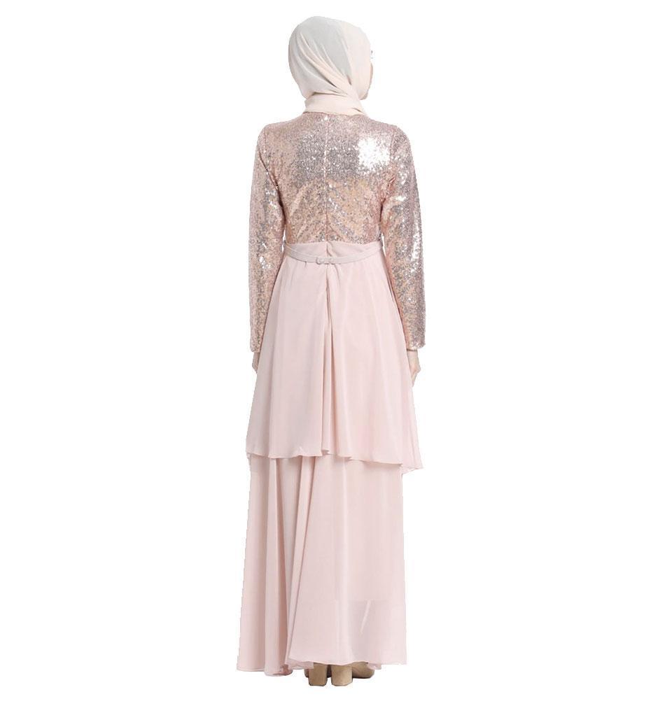 Elegant Sequined Formal Dress for Women - Light Pink Modest Evening Gown | Perfect for Weddings, Prom, Cocktail Parties & Special Occasions
