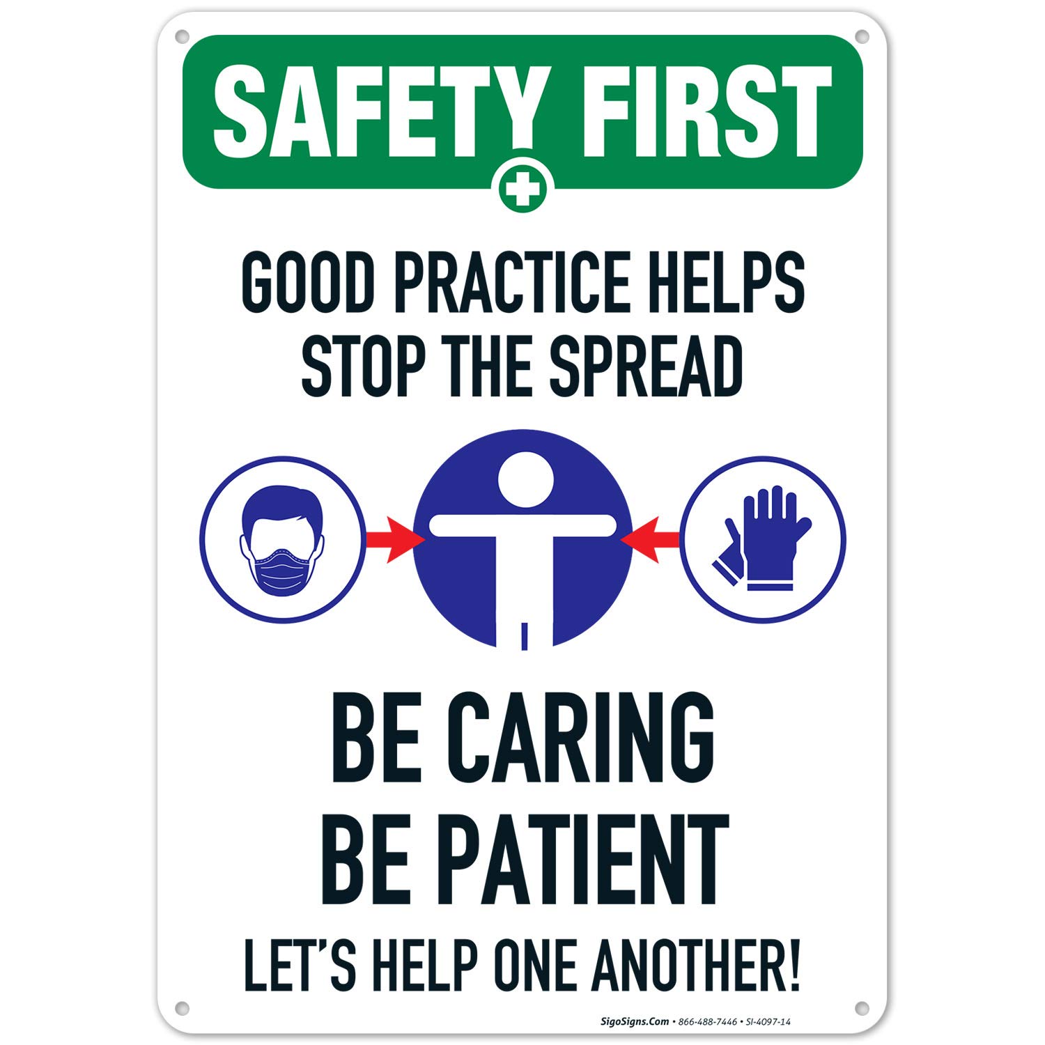 Please Wear Mask Sign - 10x14 Inches Rust-Free .040 Aluminum Social Distancing Sign for Business Safety - Fade Resistant, Easy Mounting Indoor/Outdoor Use - Made in USA - Perfect for Retail Stores, Offices & Public Spaces
