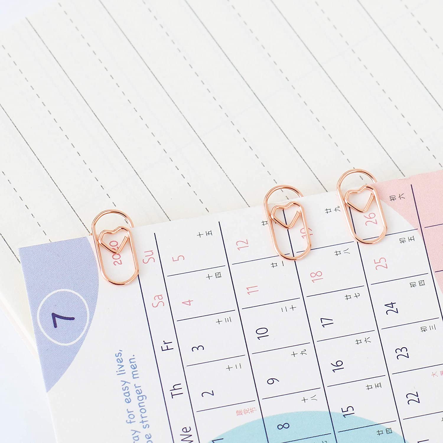 200 Pcs Rose Gold Heart Shaped Paper Clips - Small Stainless Steel Office Supplies with Tin Holder for School, Home & Desk Organization - Perfect for Gift Wrapping, Scrapbooking & Document Filing