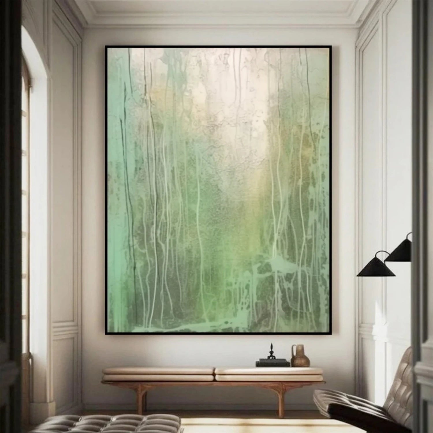 Beige & Green Abstract Wall Art Print #BG121 - Modern Home Decor for Living Room, Bedroom & Office