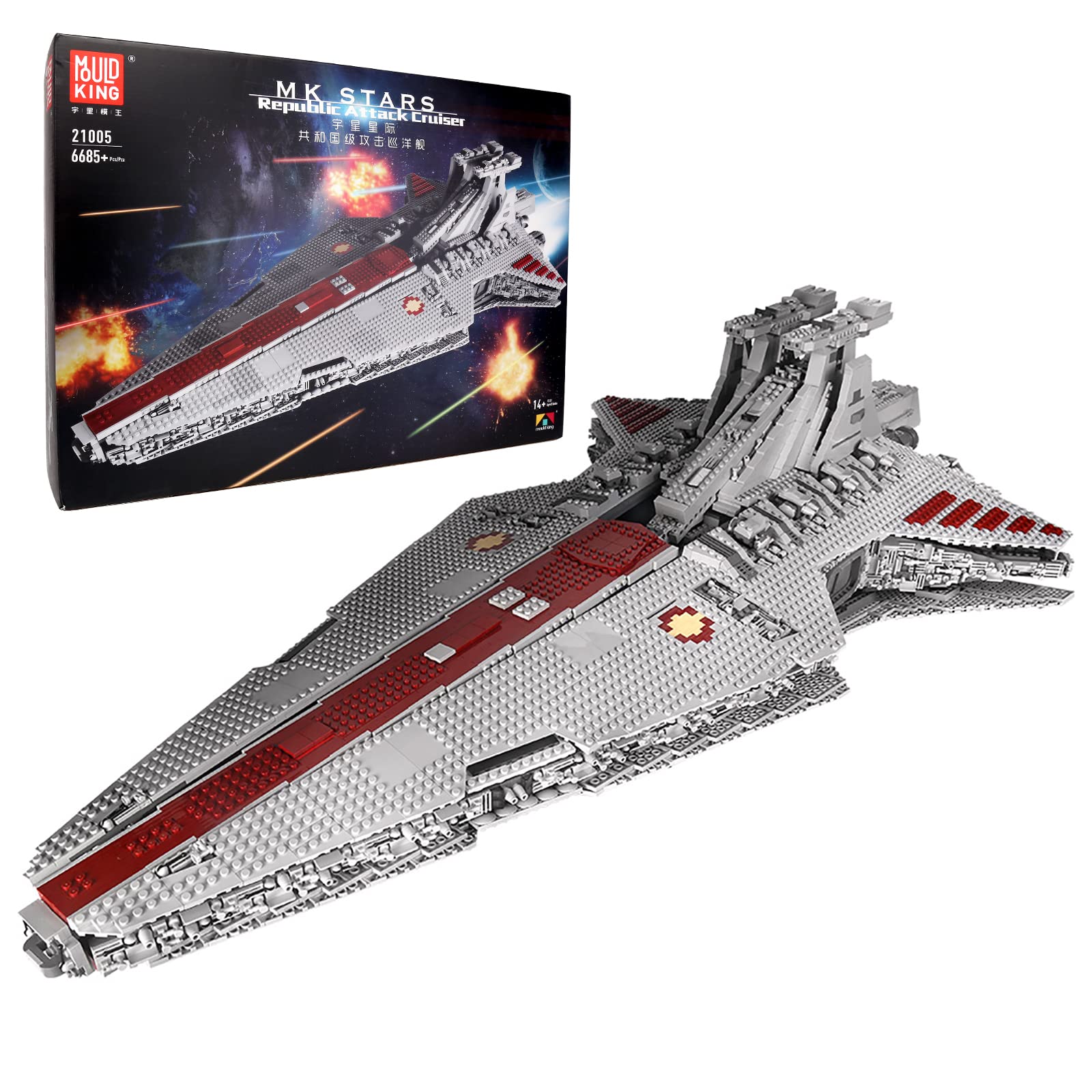 Mould King 21005 Super Star Destroyer Model - Venator-Class Republic Attack Cruiser Building Toy Kit with 6685 Pieces | UCS Collection Star Wars Gift for Boys & Adults 8-12+ | Perfect for Display, Collecting & Creative Play