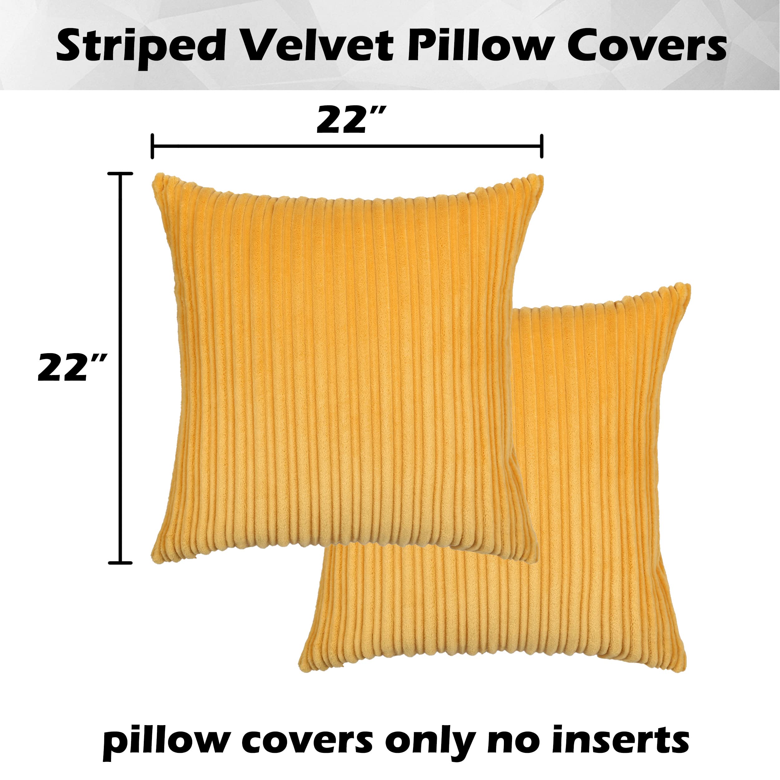 Kevin Velvet Pillow Covers Set of 2 - Striped Floor Cushions 22x22