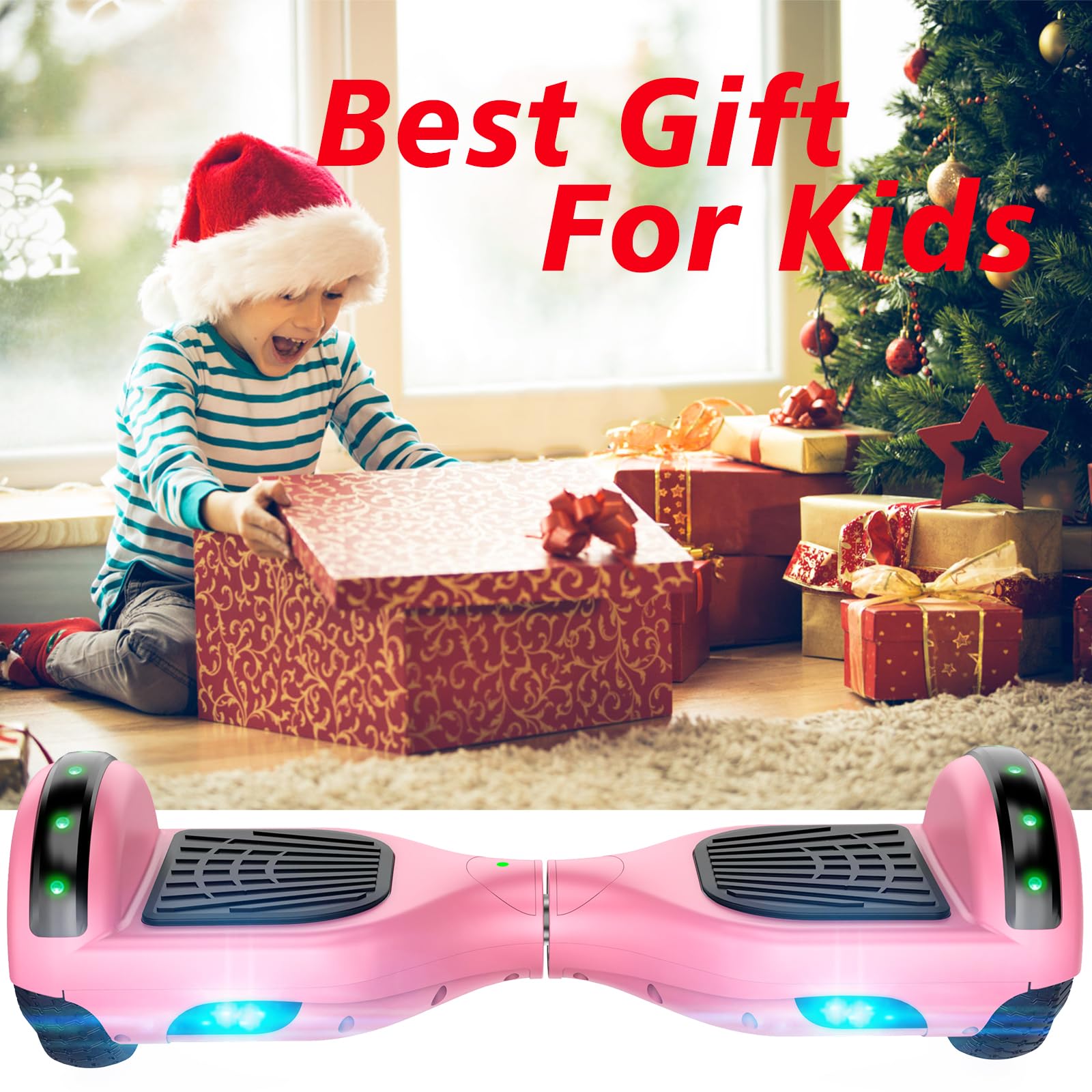 6.5 Inch Self Balancing Scooter with Bluetooth & LED Lights - Hoverboard for Kids Ages 6-12 - Perfect for Indoor/Outdoor Riding, Commuting & Fun Activities