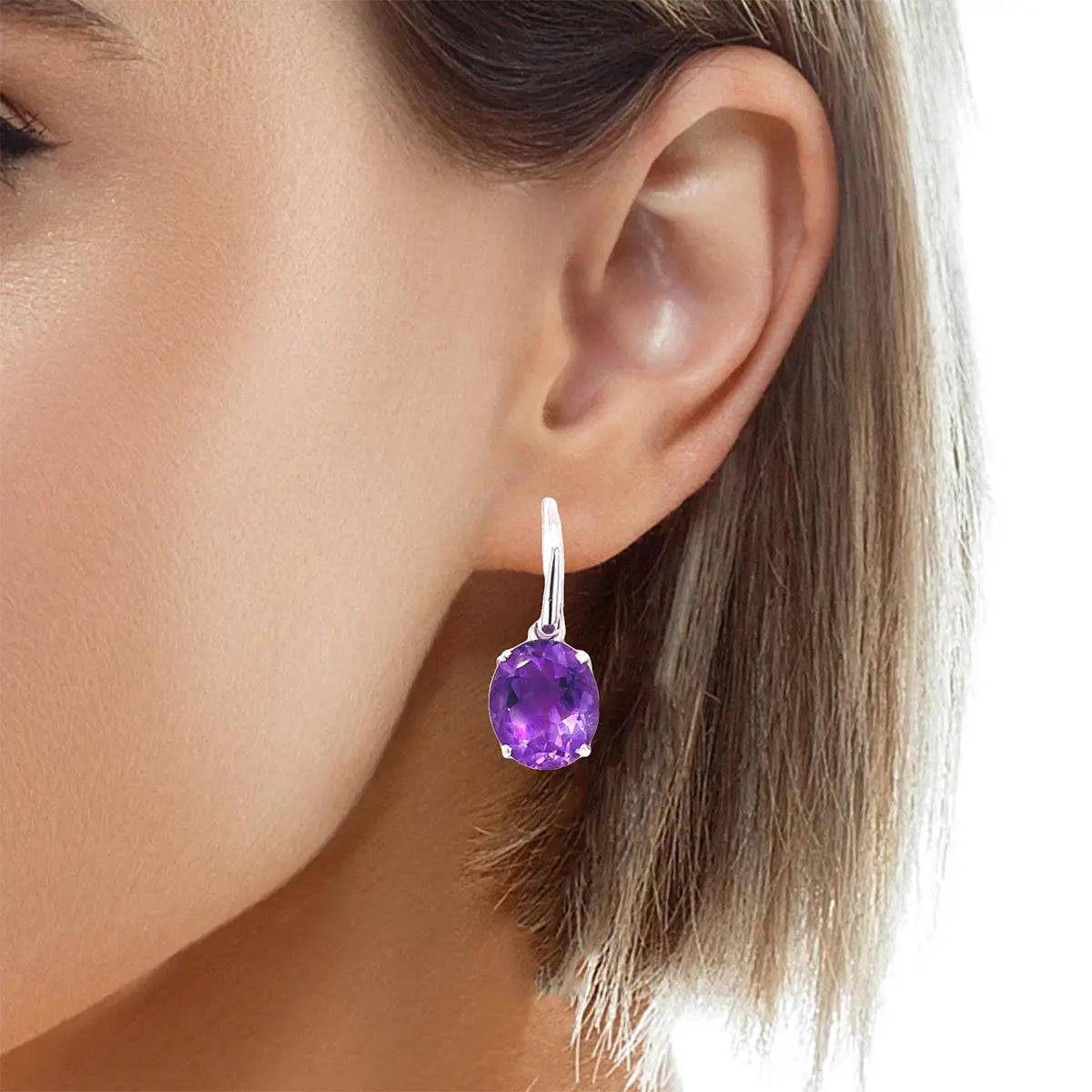 Natural Amethyst Sterling Silver Earrings for Women – Elegant Dangle Earrings for Parties, Weddings & Everyday Wear
