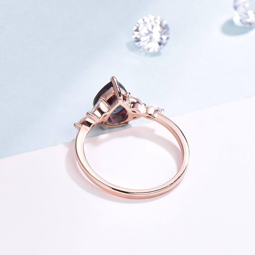 Vintage Alexandrite Pear Shaped Nadia Engagement Ring with Claw Prong Setting - Perfect for Wedding Proposals, Anniversaries & Romantic Gifts